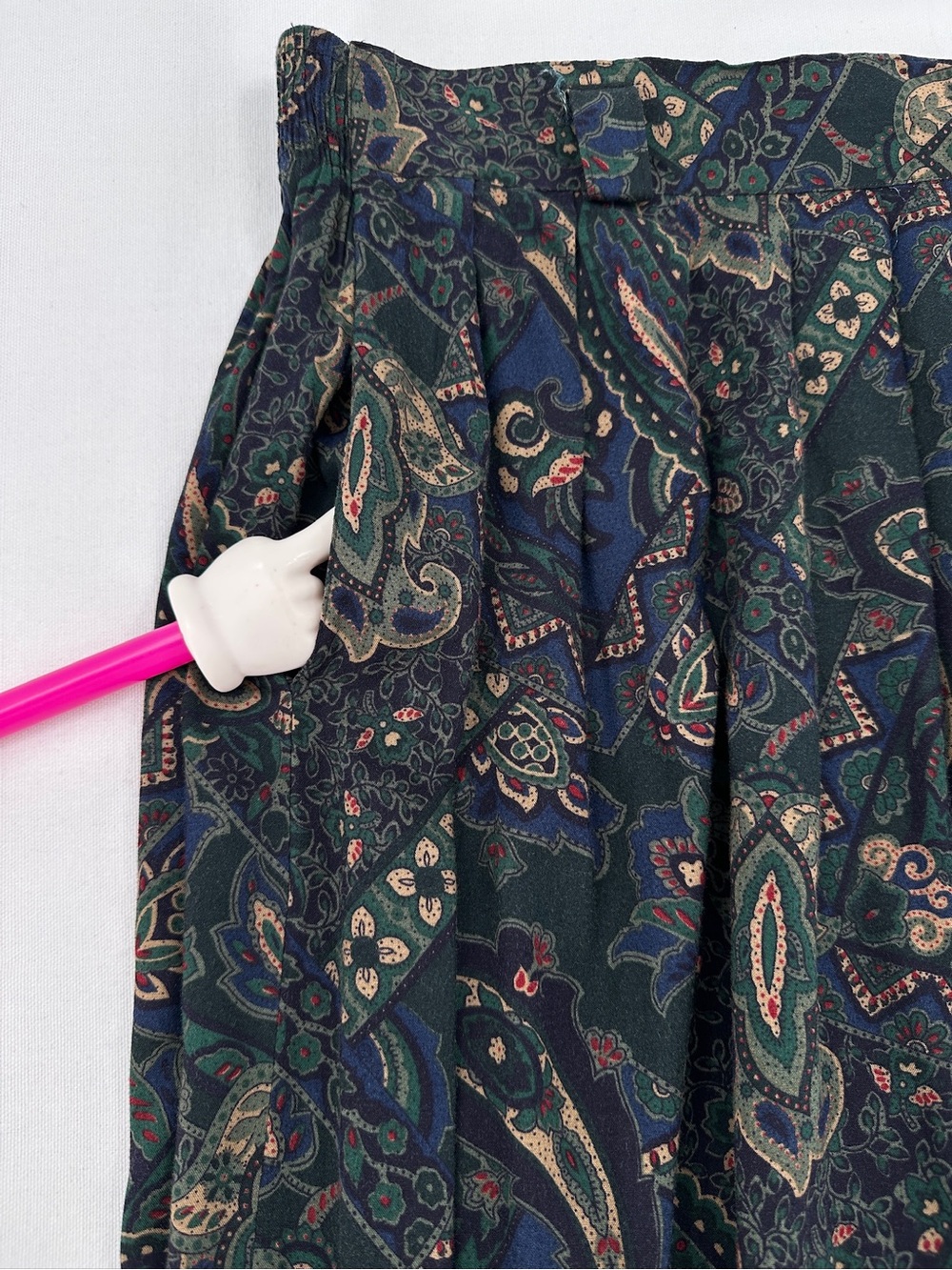 Vintage 90s Briggs New York Paisley Midi Skirt Size 16 Whimsigoth Belted - Picture 7 of 13